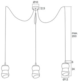 Argon 1357 - LED Csillár zsinóron GARDA 3xLED/5W/230V