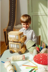 Okkersárga textil játéktároló kosár 22x19x15 cm School Bus – Lorena Canals