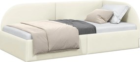 vidaXL Sarokágy keret fejtámlával Krém 80 cm x 200 cm Bársony