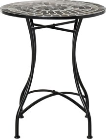 Outsunny Kis Fém és Kerámia Kerti Asztal, Mozaik Kültéri Asztal Teraszra vagy Erkélyre, 60x71cm, Szürke Fekete | Aosom