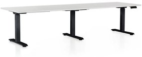 OfficeTech Long állítható magasságú asztal, 260 x 80 cm, fekete alap, fehér
