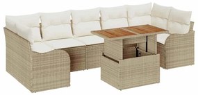 vidaXL Kerti Kanapé Szett tárolóval 8 pcs Bézs Poli rattan