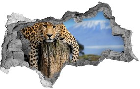 3d-s lyukat fali matrica Leopard egy fatönkön nd-b-66888484