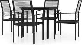vidaXL 5 részes fekete kerti étkezőgarnitúra