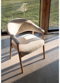 Krémszínű tölgyfa karfás étkezőfotel szett 2 db-os Elk – Unique Furniture