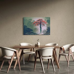 Egy magányos vörös fa képe (90x60 cm)