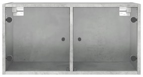 2 db betonszürke faliszekrény üvegajtókkal 68,5 x 37 x 35 cm