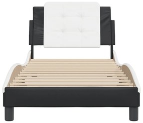 fekete és fehér műbőr ágykeret matrac nélkül Zadar 90 x 200 cm