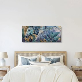Kép - Lovak arany háttérrel (120x50 cm)