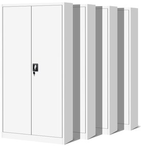 Set 4x fém iratszekrény JAN H, 900 x 1950 x 400 mm, fehér