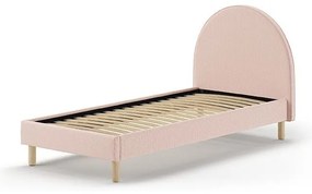 Rózsaszín kárpitozott egyszemélyes ágy ágyráccsal 90x200 cm MOON – Vipack