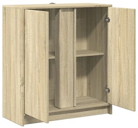 sonoma tölgy szerelt fa tálalószekrény LED-del 77 x 34 x 85 cm