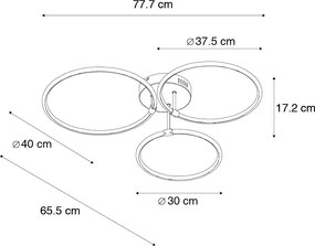 Acél mennyezeti lámpa beépített LED-del, 3 fokozatban szabályozható, 3 lámpás - Joaniqa