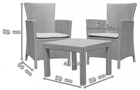 Rosario Balcony set kerti bútor garnitúra, barna színben, meleg taupe párnával