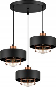 Mennyezeti Lámpa Függő Led Csillár Plafon Loft Fekete Állítható 3xE27