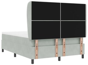 Boxspring Ágy Matraccal Világosszürke 140x200 cm Bársonyos