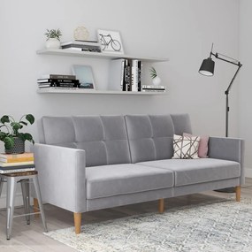 Világosszürke bársony kinyitható kanapé 207 cm Lilly – Støraa