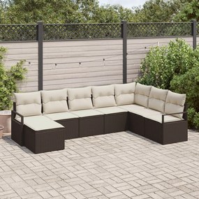 8 darabos kerti kanapé szett párnákkal Barna polyrattan, 2 személyes kerti kanapé párnákkal Barna polyrattan