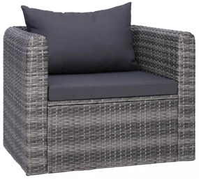 7-részes szürke polyrattan kerti bútorszett párnákkal