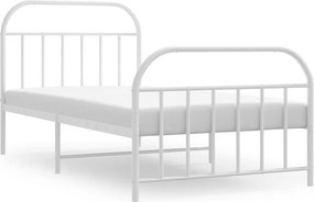 vidaXL fehér fém ágykeret fej- és lábtámlával 100 x 190 cm