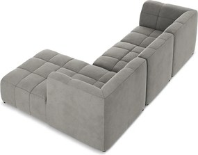 Szürke bársony sarokkanapé (jobb oldali-heverő résszel) Aloha – Makamii