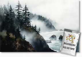 Fotótapéta Flizelina Tájkép Hegyek Sziklák Fák Tenger Köd 152,5x104 ragasztó