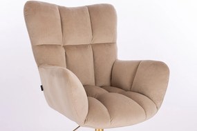 HR650K Latte modern velúr szék arany lábbal