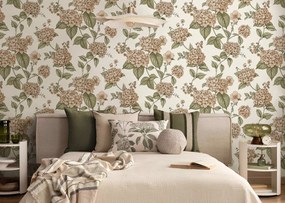Holden Decor Wanderlust Hortensia korall-zöld virágos vlies tapéta – 92120