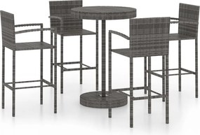 vidaXL 5 részes szürke polyrattan kerti bárszett