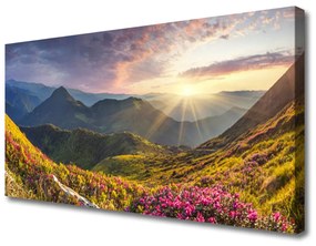Canvas kép Sun Mountain Meadow Landscape 100x50 cm
