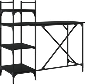 vidaXL fekete számítógépasztal polcokkal 120x47x109 cm