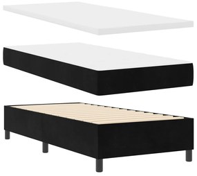 Boxspring Ágy Matraccal Fekete 90x200 cm Bársonyos