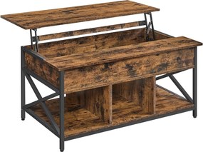 Dohányzóasztal, felnyitható asztal a nappaliba 60 x 100 x (48-62) cm, rusztikus barna