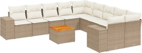 vidaXL 11 részes bézs polyrattan kerti ülőgarnitúra párnákkal