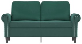 kétszemélyes sötétzöld bársony kanapé 120 cm