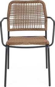 Sötétszürke-natúr színű fém kerti szék Jable – Bizzotto