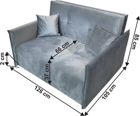 Kinyitható 2-es ülés, világosszürke szövet Riviera, ALANA