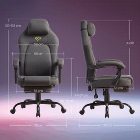 KA-E1372 szürke szövet magasságállítható gamer szék