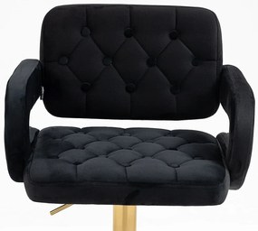 HR8403KW Fekete modern velúr szék arany lábbal