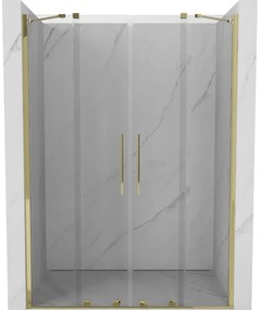 Mexen Velar Duo, nyitható tolóajtó 140x200 cm, 8mm átlátszó üveg, arany fényes, 871-140-000-02-50