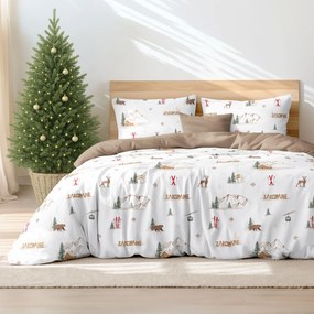 Goldea karácsonyi pamut ágyneműhuzat duo - zakopane, kávébarna színű hátoldal 140 x 200 és 70 x 90 cm