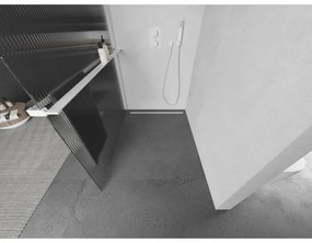 Mexen Kioto+, Walk-In zuhanyparaván polccal és akasztóval 70 x 200 cm, 8 mm-es üveg bordás mintával, fehér profil, 800-070-121-20-09