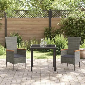Kert étkező szett párnával 3 pcs Szürke Poli rattan