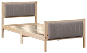 Ágykeret fejtámlával Barna és taupe 90 x 190 cm Tömör fenyőfa