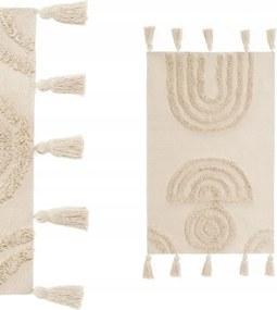 Scandi rojtos pamut szőnyeg 170x110 cm bézs boho szobaszőnyeg