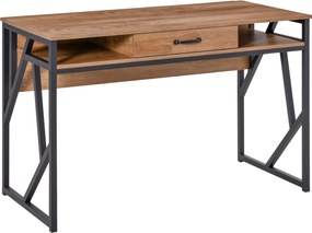 HOMCOM Ipari Stílusú Íróasztal 120L x 60W x 76H cm Fiókkal + 2 Polccal | Aosom