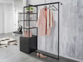 Ruhaállvány polccal ARDEO 150x180 cm, fekete