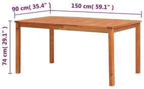 tömör akácfa kerti asztal 150 x 90 x 74 cm