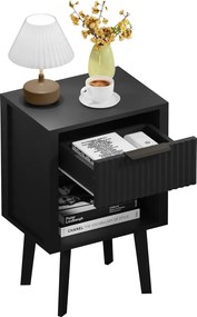 Éjjeliszekrény, fekete, TOBI