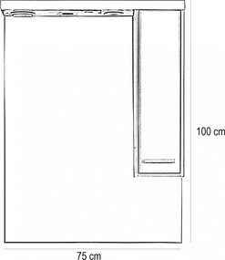Nerva 75 cm-es tükrös felsőszekrény, Sonoma tölgy